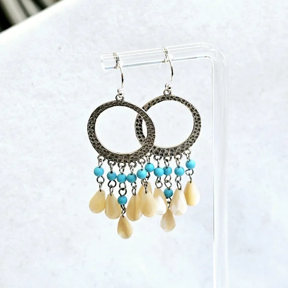 Silpada 925 Turquoise Mother of Pearl Earrings RARE - Picture 6 of 9